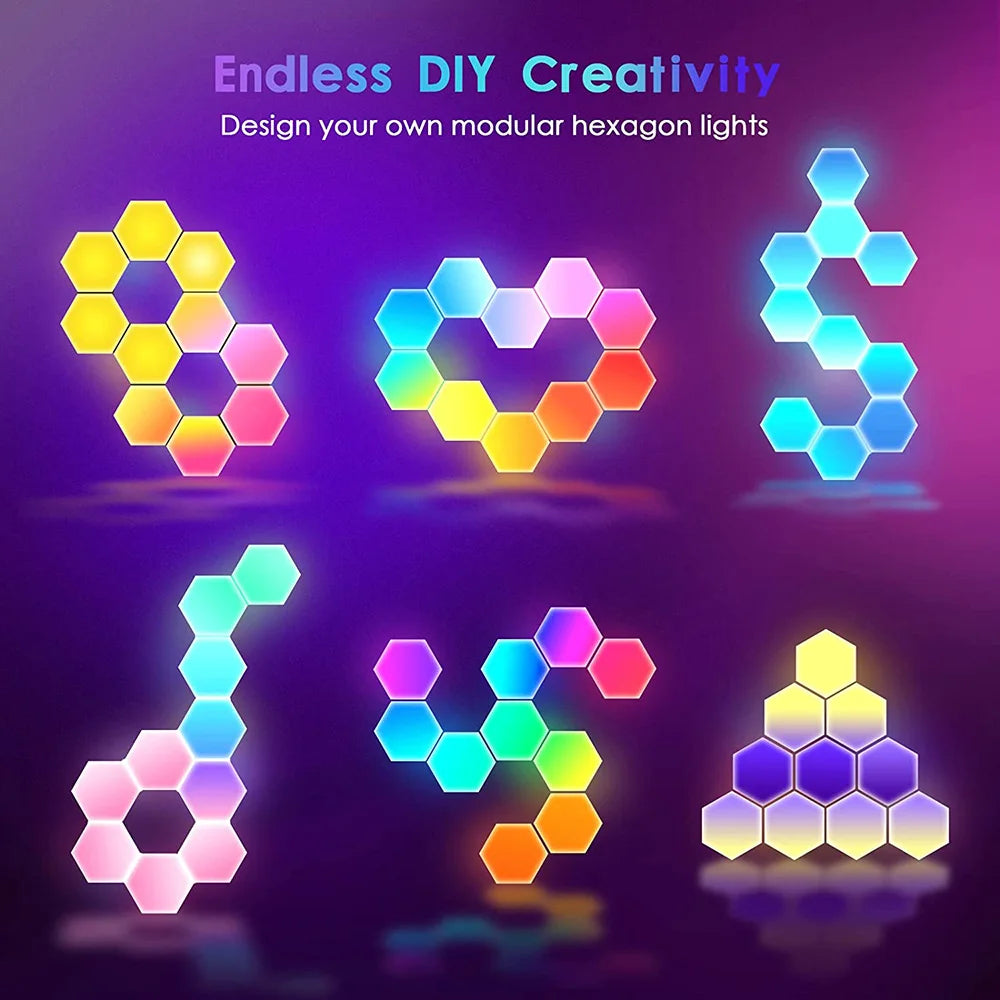 Touch Sensitive RGB Hexagon Lights LED Wall Panels USB Cellular